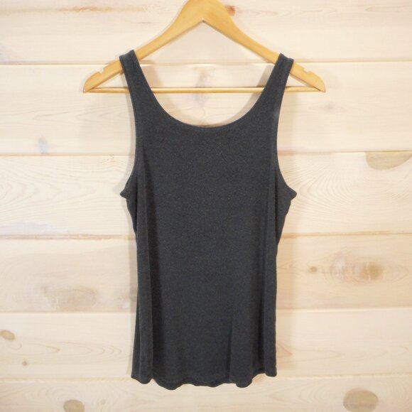 Peruvian Connection Women's L Ribbed Tank Top Pima Cotton Modal Blend Charcoal - Picture 3 of 10